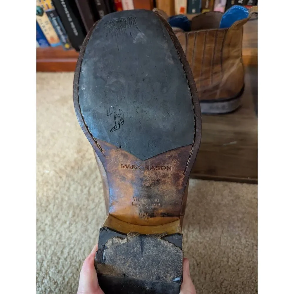 Mark Nason Rock Never Dies Italy Brown Distressed Leather Boots 9.5 Men’s